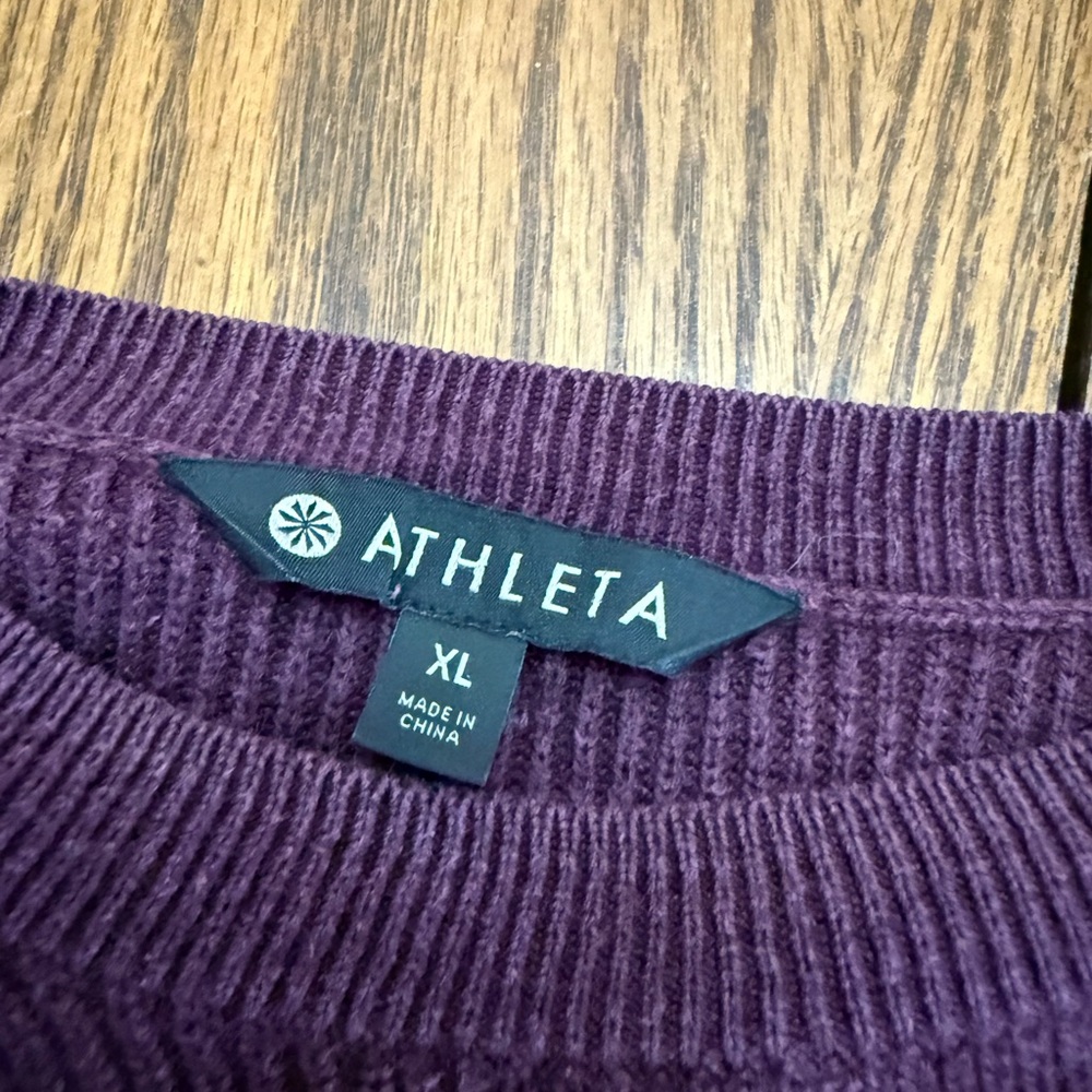 Athleta Rich Purple Crew Neck Sweater - Picture 2 of 4